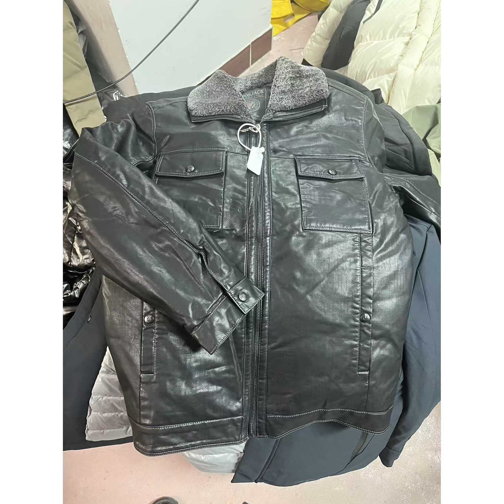 男士时尚休闲加绒皮衣夹克外套 516