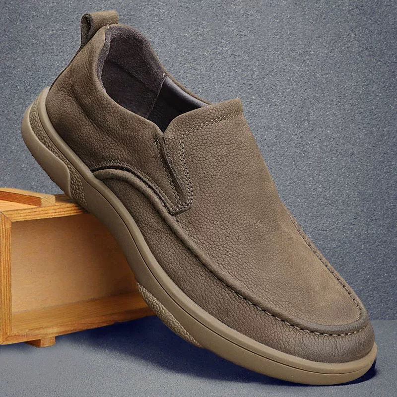 牛筋底高端头层牛皮男鞋时尚休闲皮鞋男款真皮防滑软底男士爸爸鞋