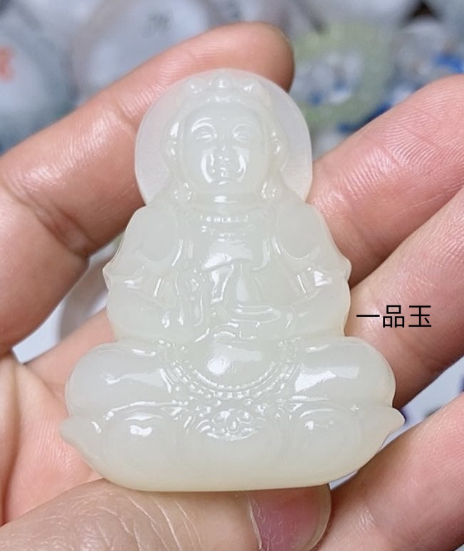 冰晴水色双面雕工加厚观音吊坠，气质神器显档次清新治愈