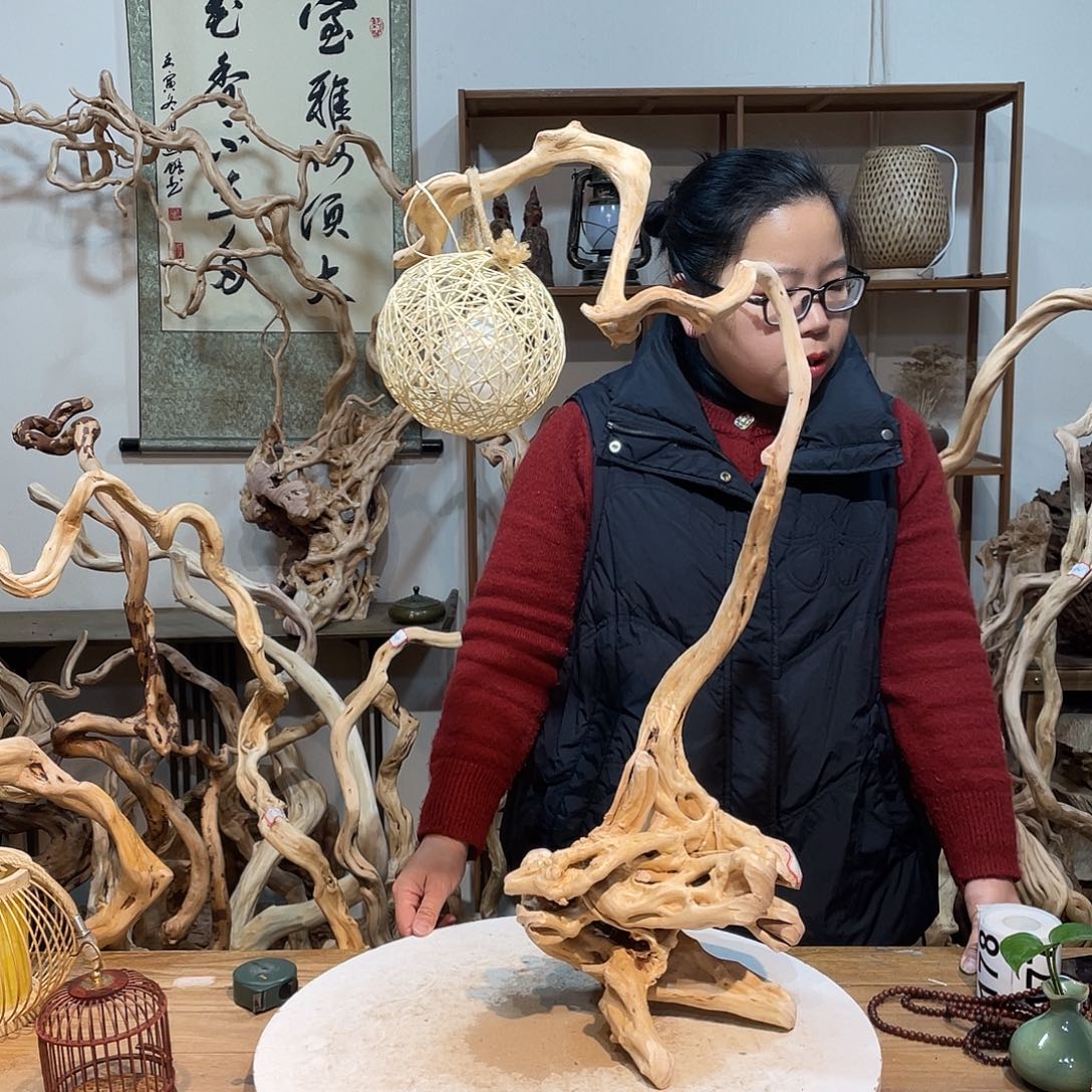 香杉木杜鹃根根艺摆件