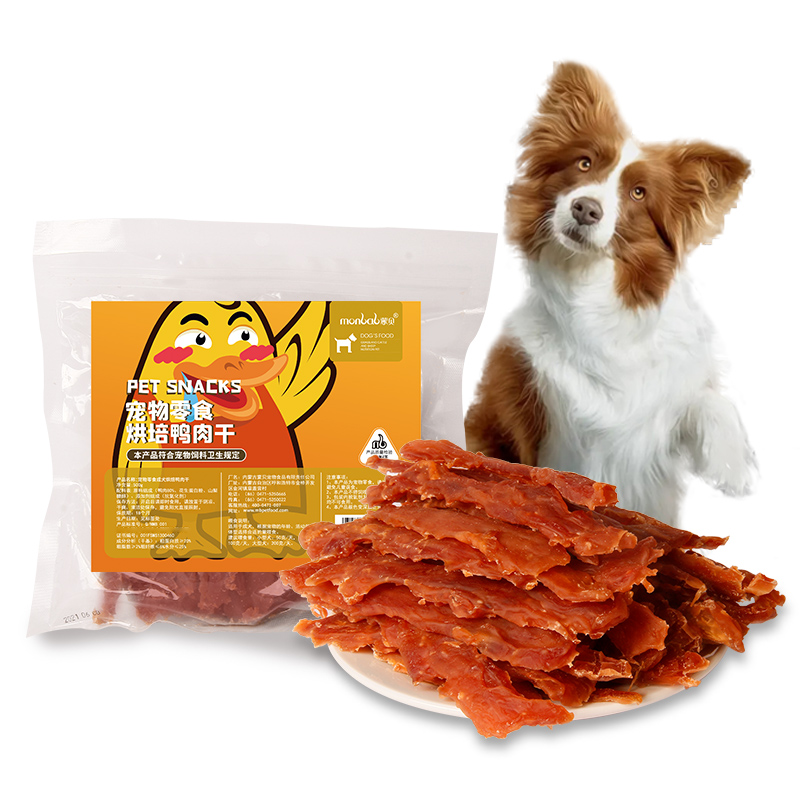 蒙贝烘焙鸭肉干营养大型犬小型训练奖励肉条通用严选500g