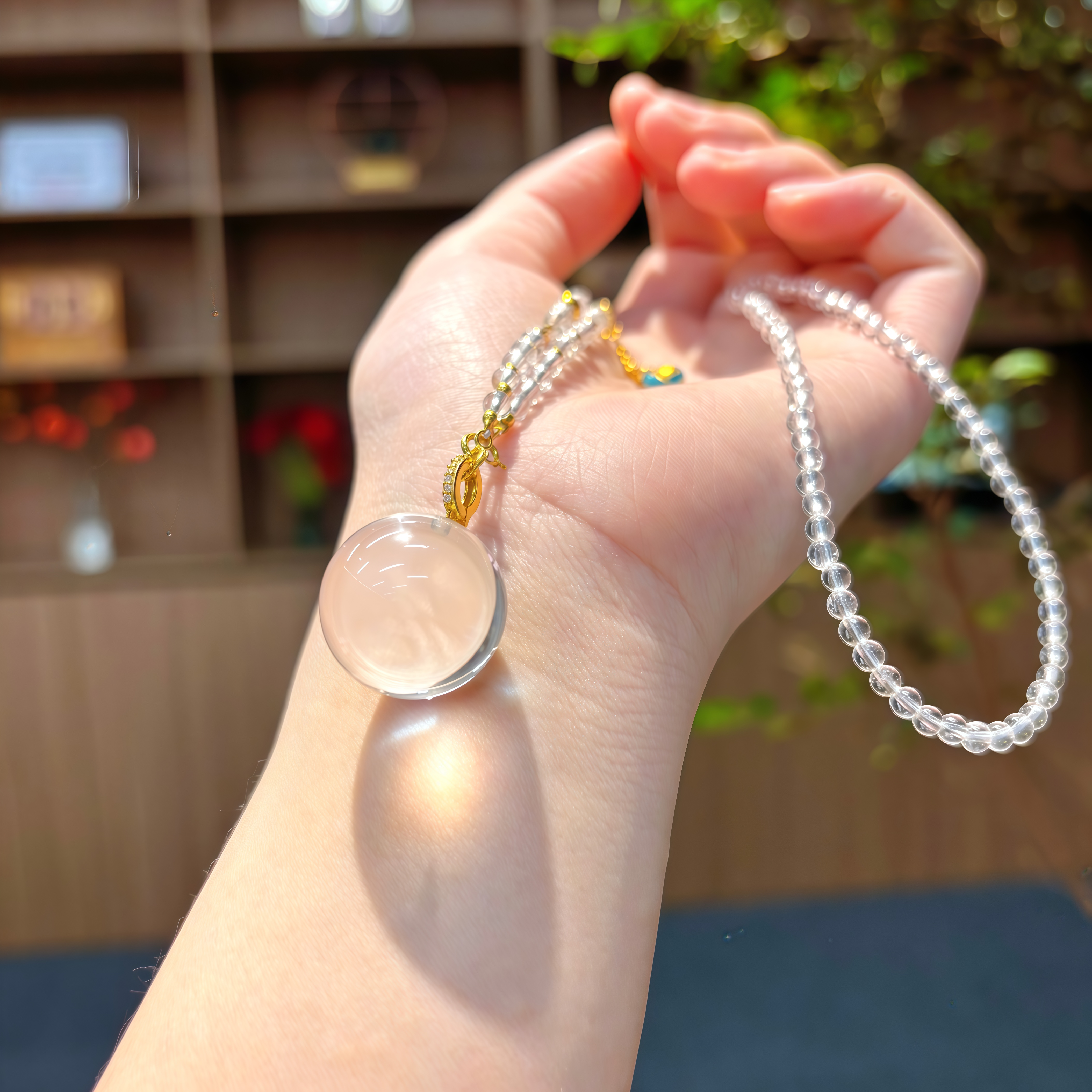 白水晶大圆珠吊坠 1781 不含链 多样性发一件