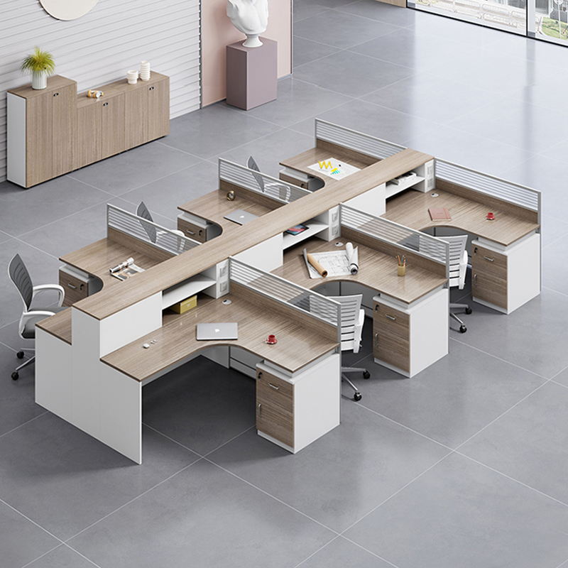 办公桌员工位卡座简约现代屏风桌椅组合6人职员桌办公室办公家具