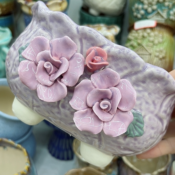 多肉绿植陶瓷花盆9.9包邮，有孔