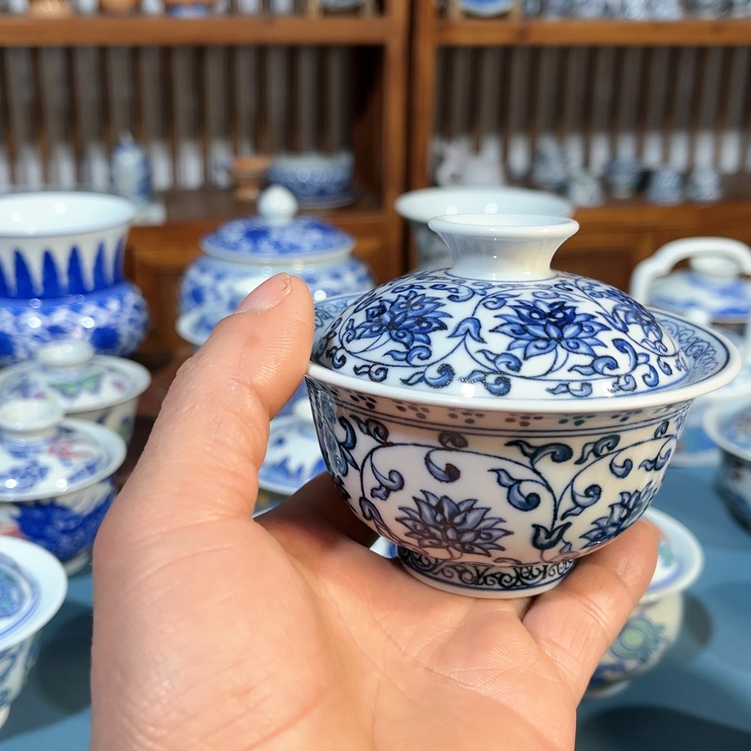 錡镇堂手工手绘盖碗