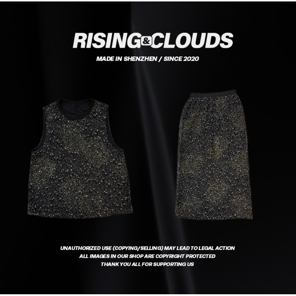 RISING&CLOUDS莎莎【霓裳】2025欧若风时尚编织绣花套装030032