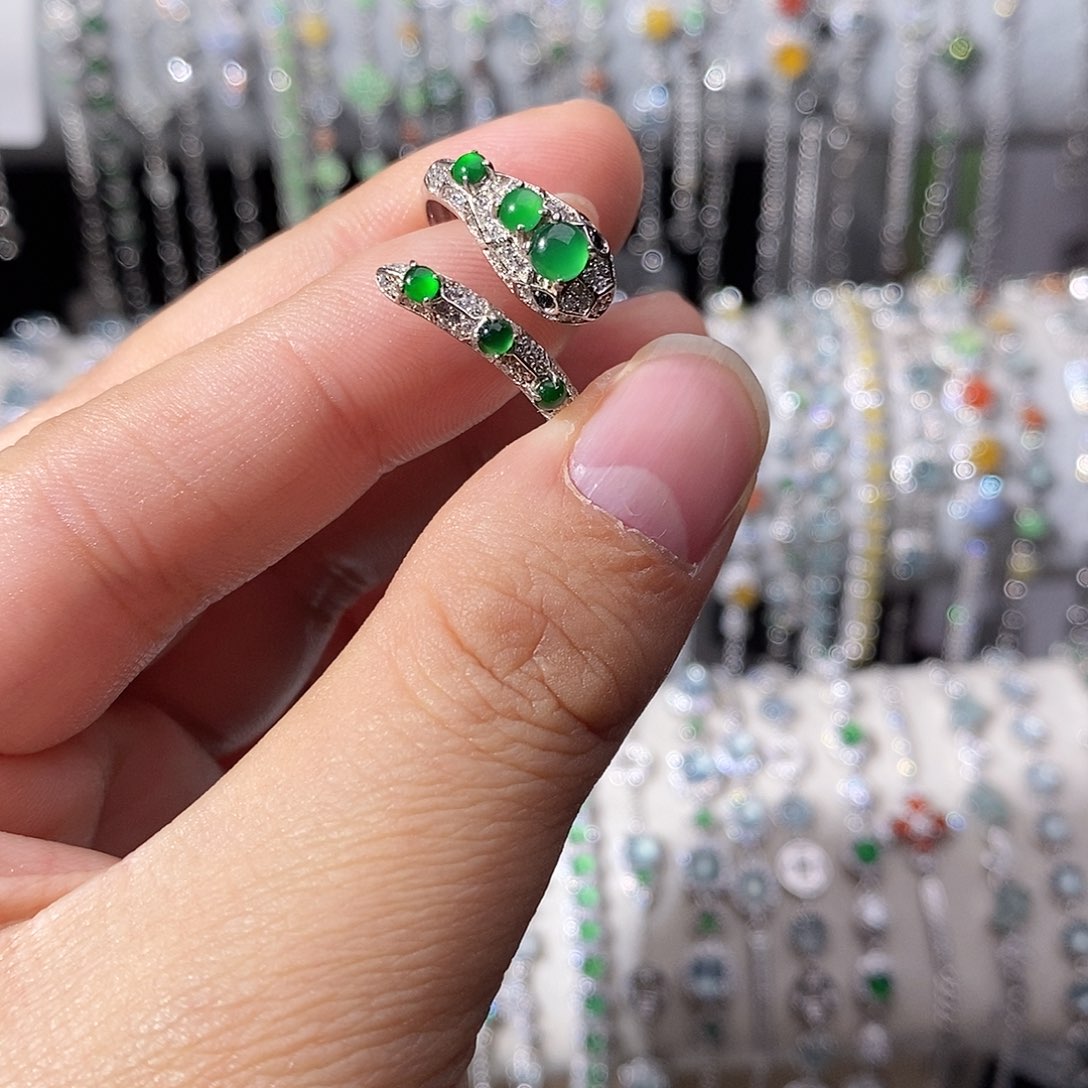 翡翠银S925镶嵌戒指