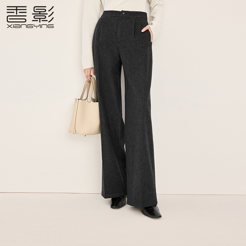 【直播专享】K85W888休闲裤 香影西装阔腿裤女垂感冬季新款深灰色