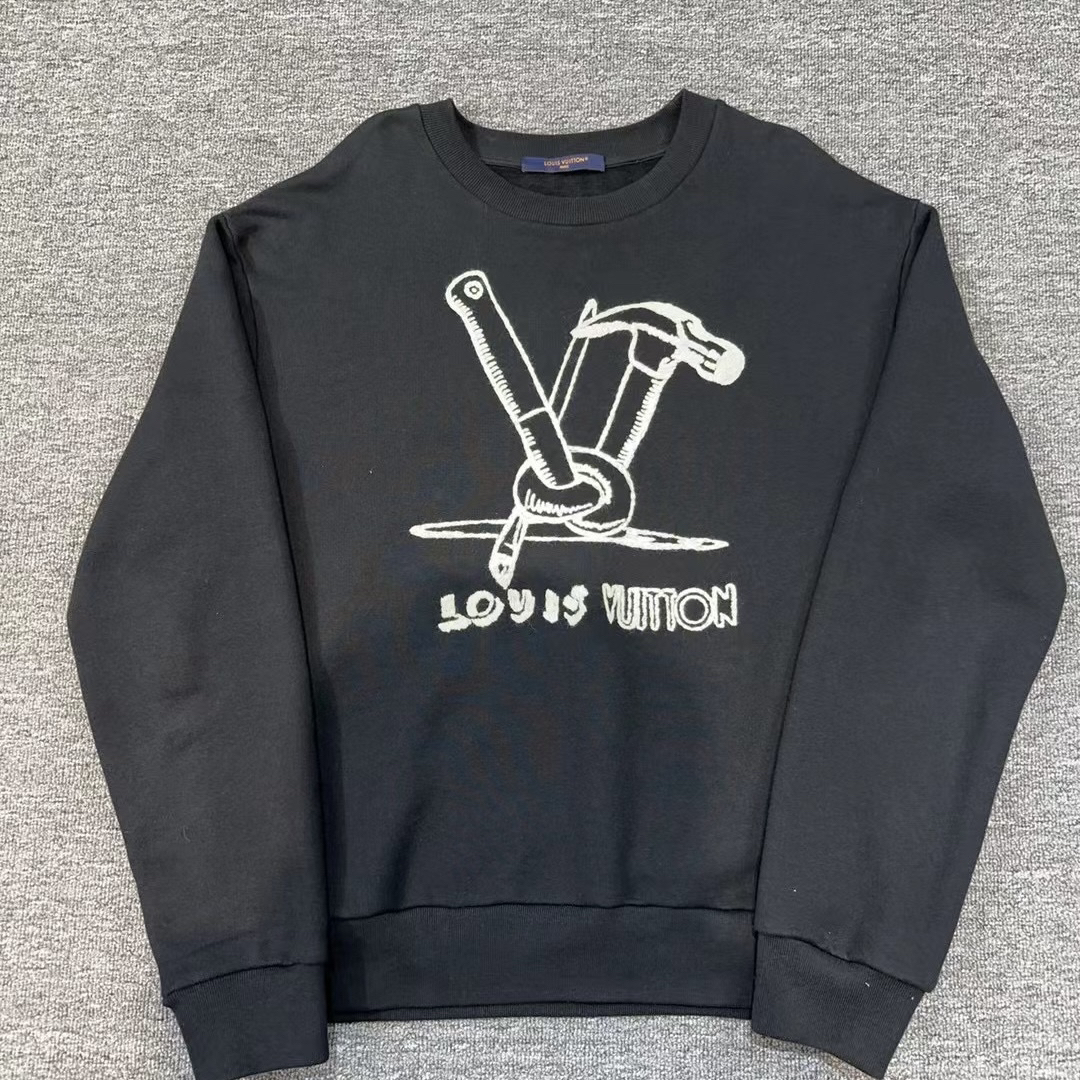 99新 LouisVuitton/路易威登 黑色工具刺绣卫衣/尺码：L