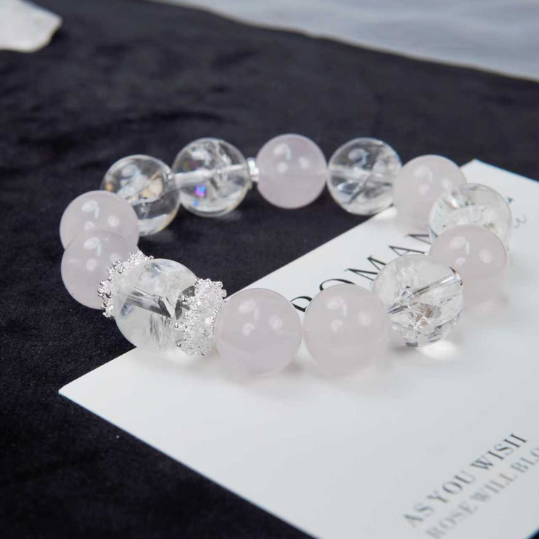 【樱露初雪】白阿塞+粉水晶 颜色微差