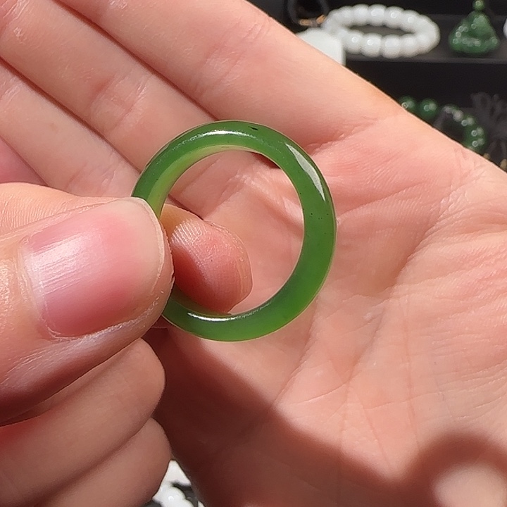 和田玉（碧玉）未镶嵌戒指18.2