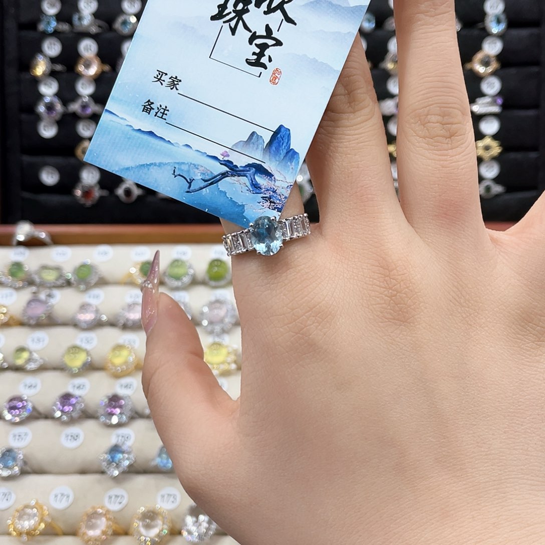 托帕石戒指银S925镶嵌徹12