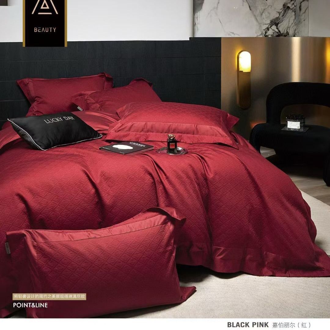 blackpink嘉伯丽尔轻奢高端180支澳棉厚织提花四件套全棉床上用品