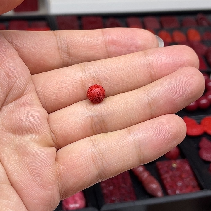 天然辰砂六字真言25颗珠子