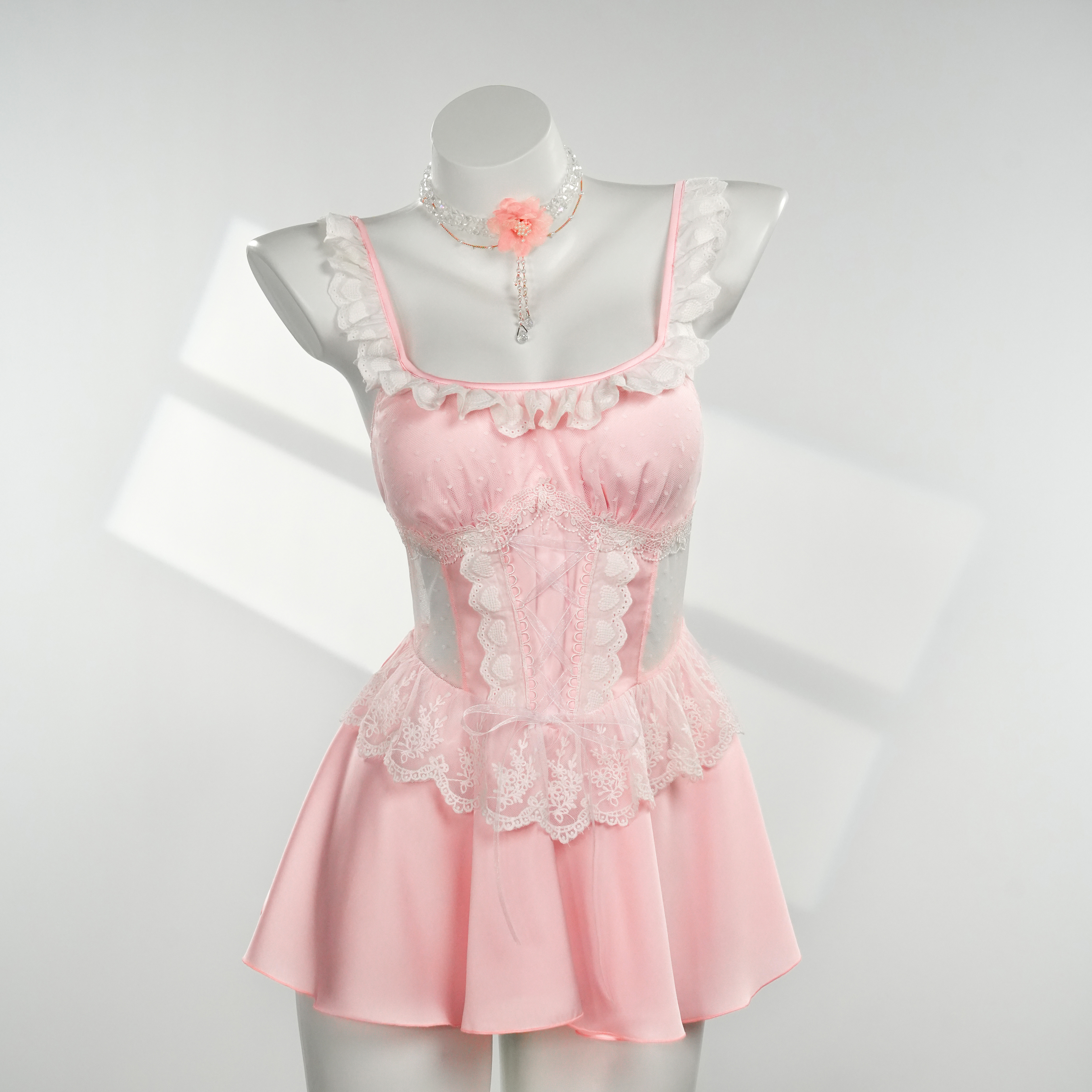 恋爱告急【90-220斤】甜美性感蕾丝显瘦纯欲风 大码睡裙 5395