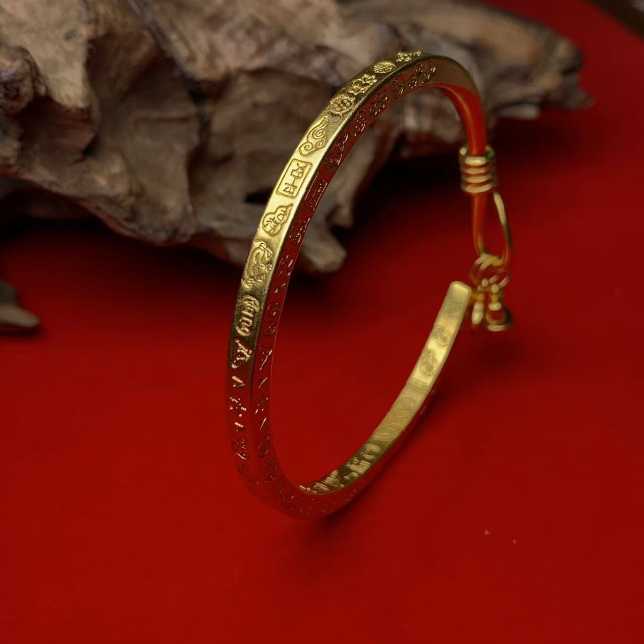 手镯 24K PICW工艺 约25g 古法吉祥手镯 里外一色 fm/1727