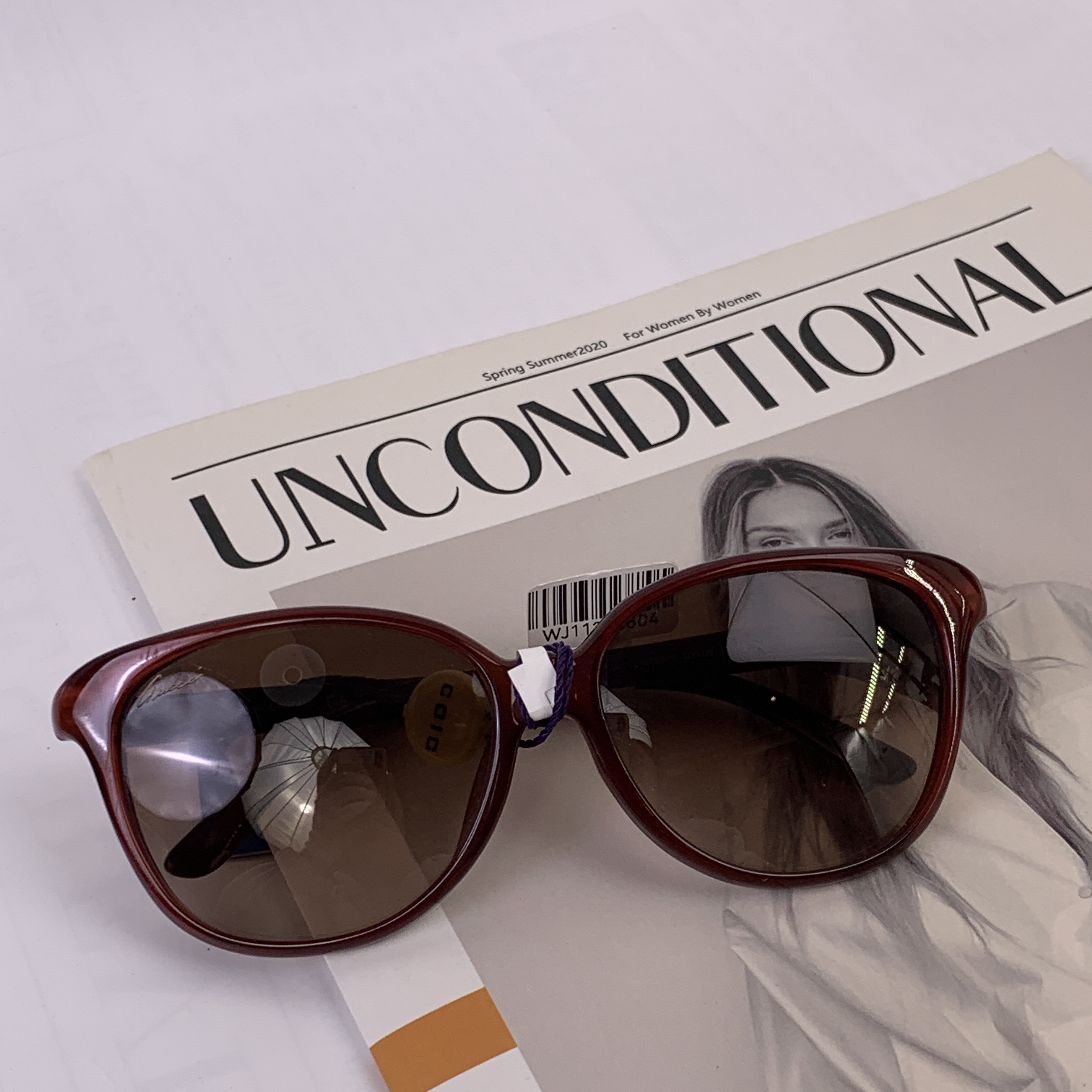 95新 GUCCI/古驰 暗红边框墨镜/WJ11315804/5804