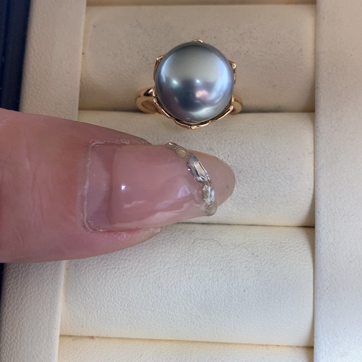 银S925镶嵌戒指海水珍珠