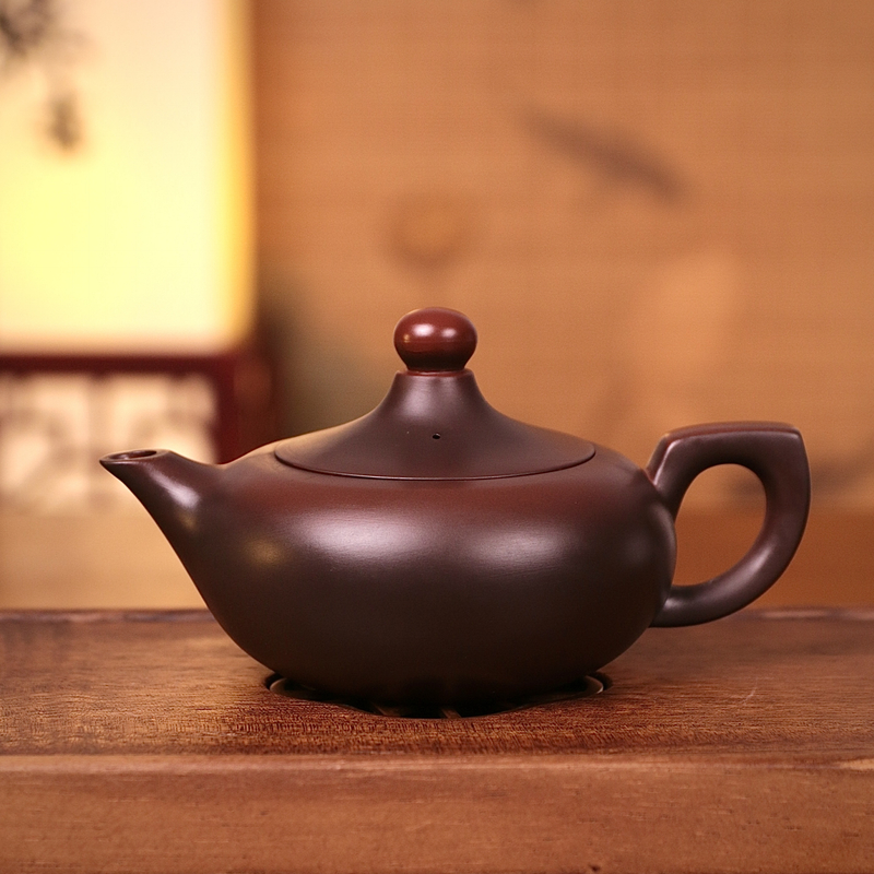 紫陶鸿运当头壶大容量家用中式纯手工茶壶复古大号陶瓷紫砂壶S