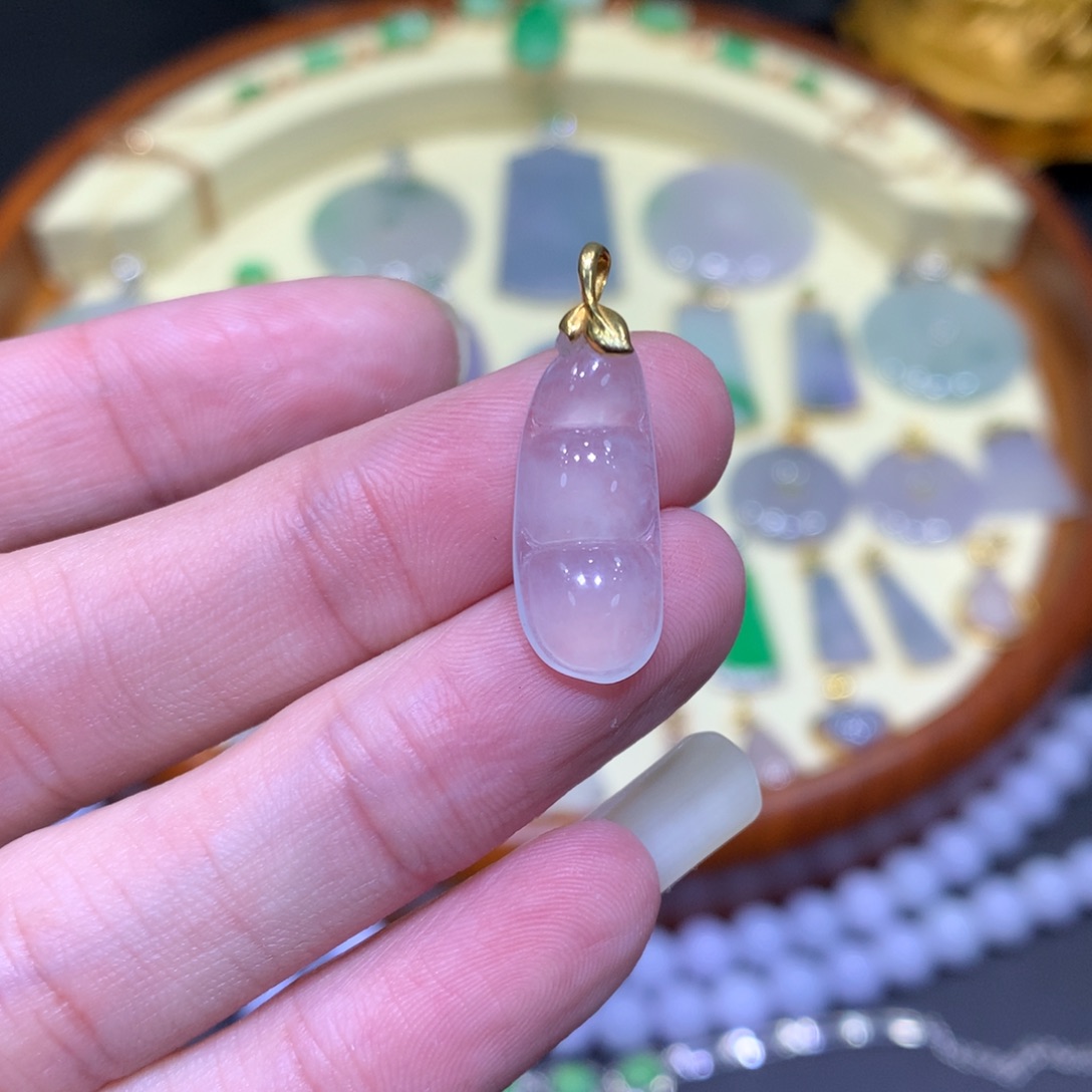 翡翠吊坠(不含链)18K金镶嵌