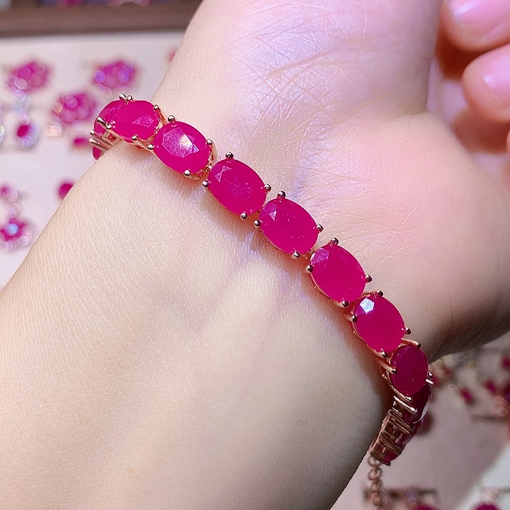 红宝石手链银S925镶嵌以***后