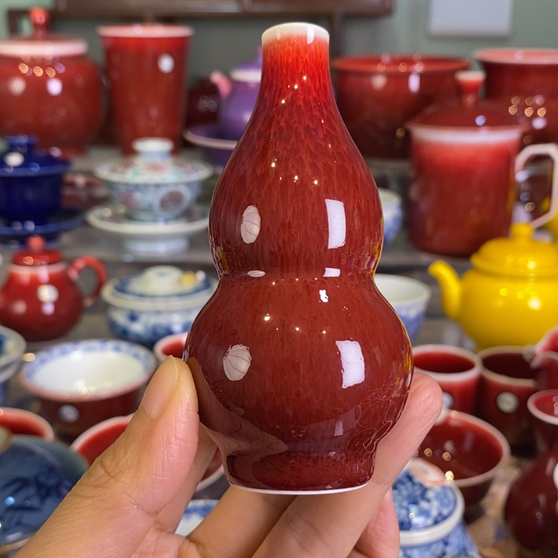 清欢雅玩原矿郎红小葫芦瓶