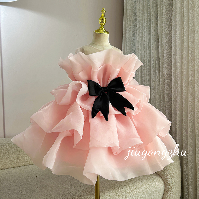 【粉色梦瑶】女童公主裙花童婚礼高端儿童礼服儿童裙粉色幼儿洋气