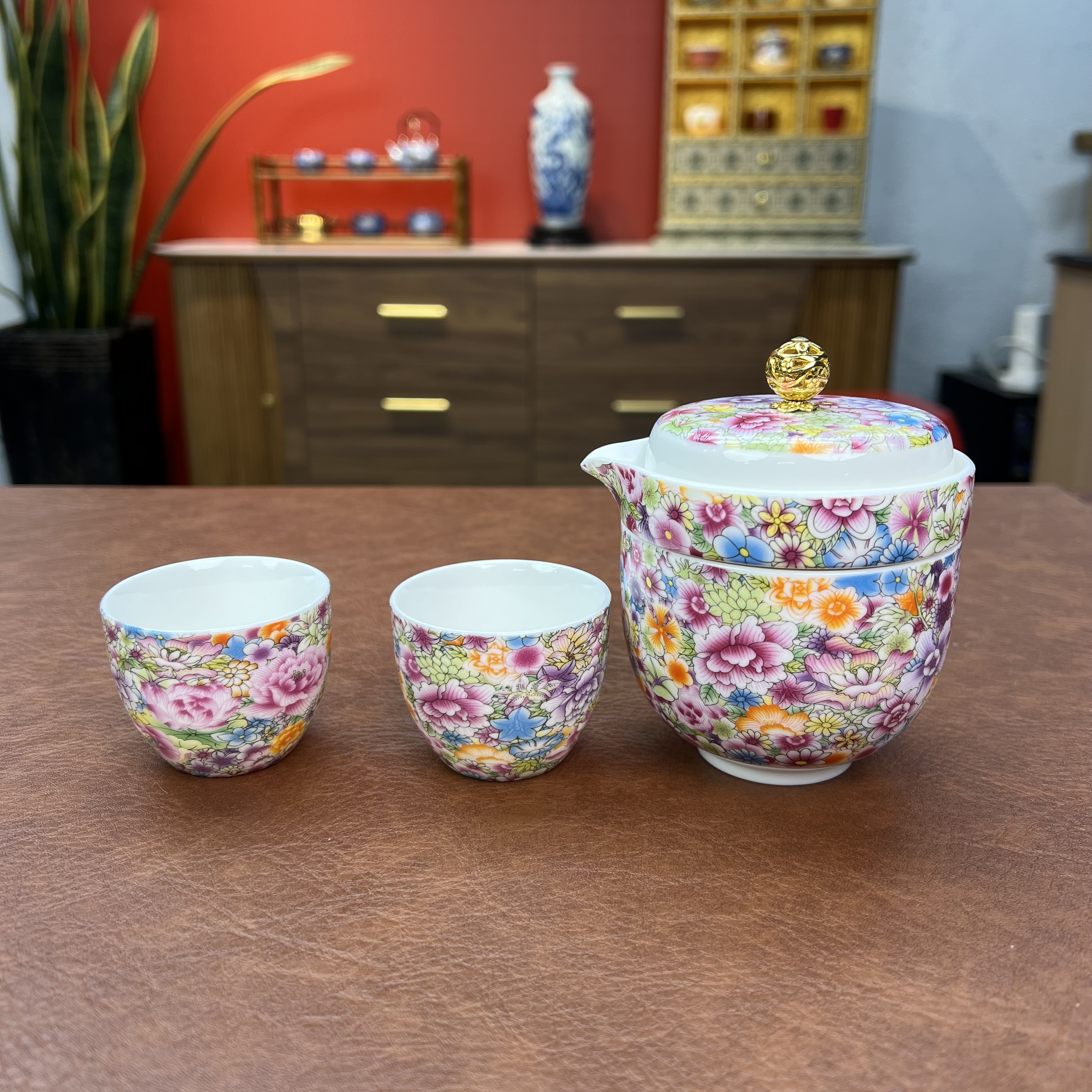 旅行套-万花珐琅（1壶1大杯2小杯）ZH353