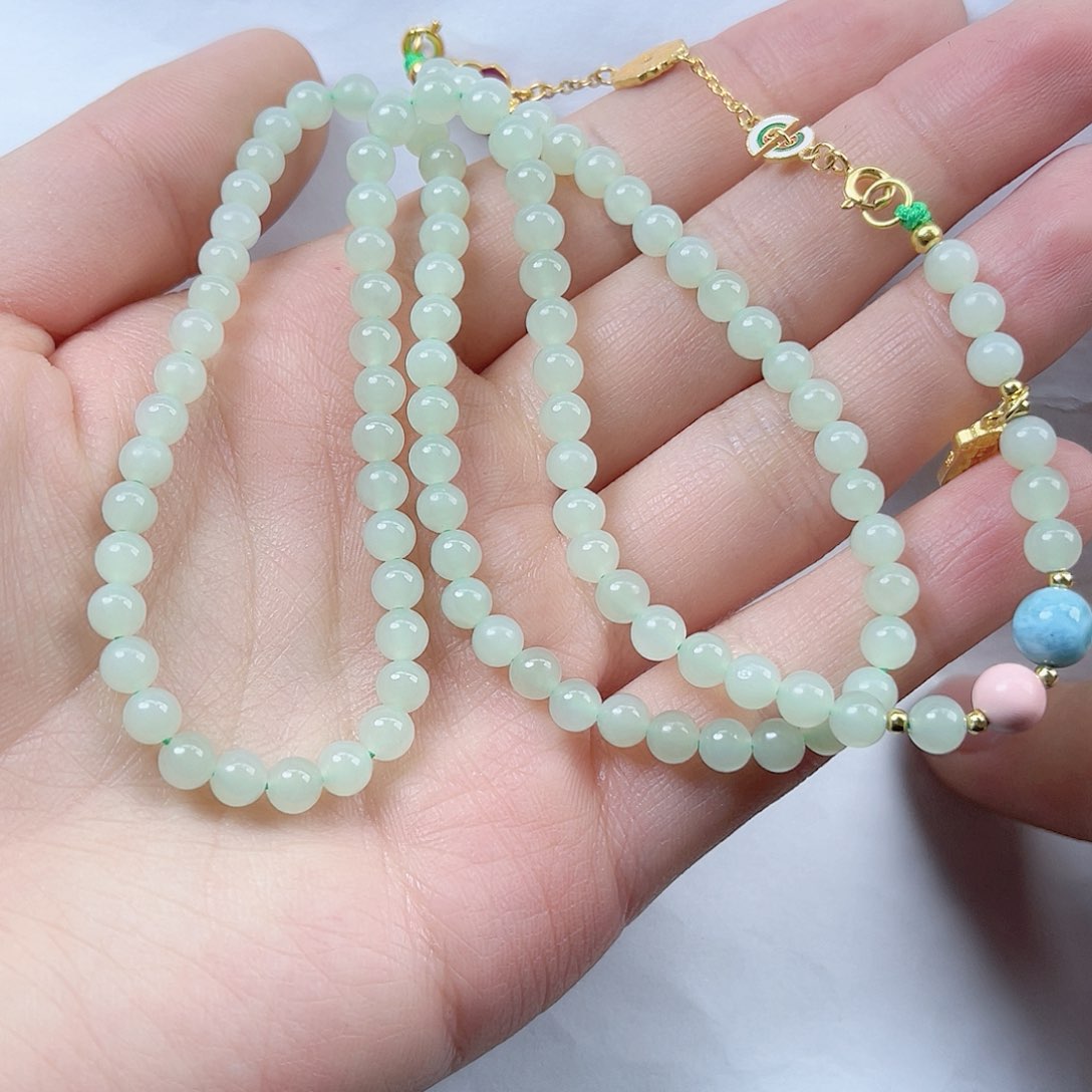 和田玉链子。k k银S925镶嵌