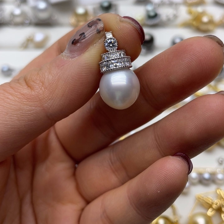 海水珍珠吊坠(不含链)银S925镶嵌