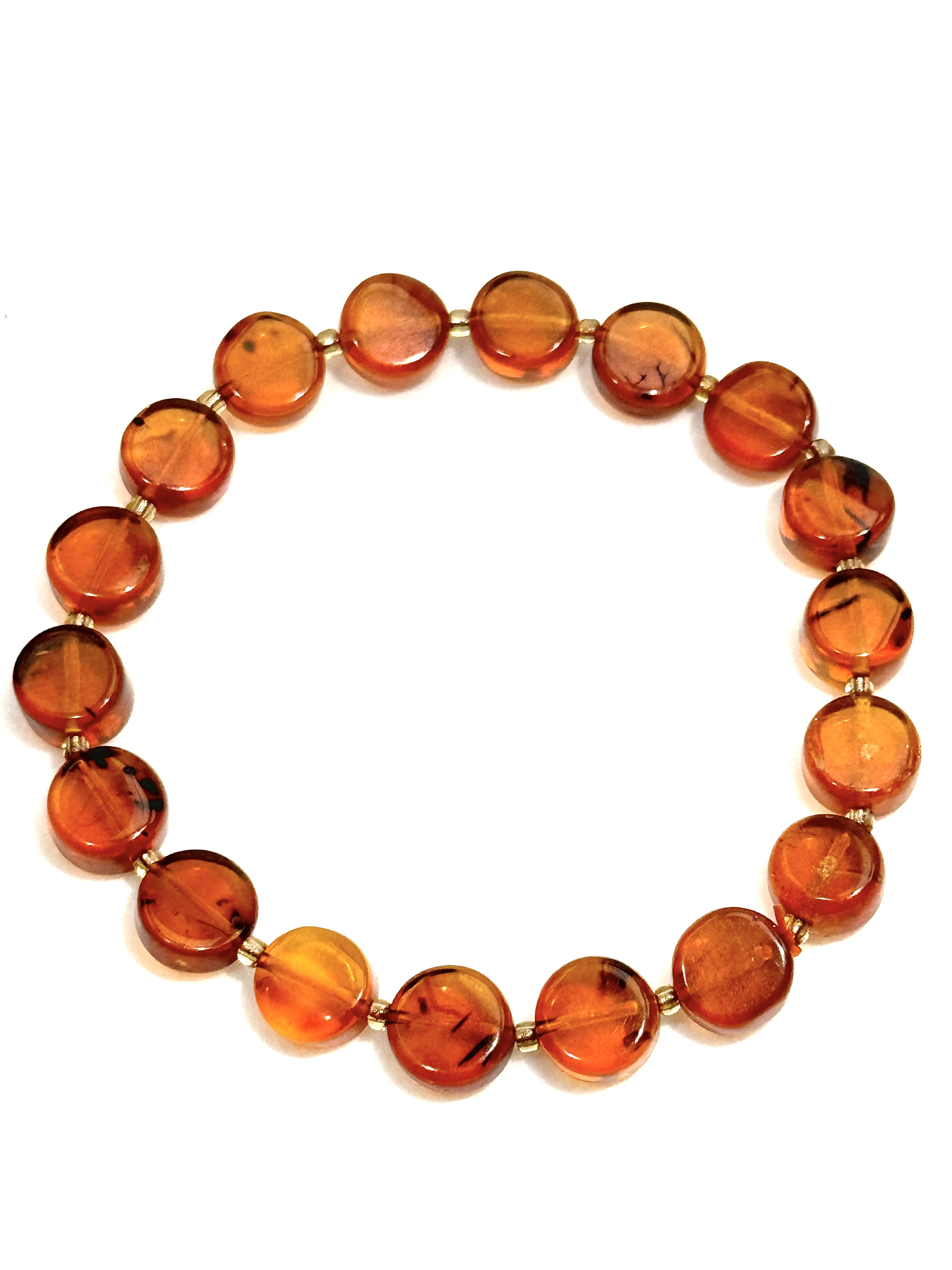 抚顺扁圆花瓣圆琥珀手链手串