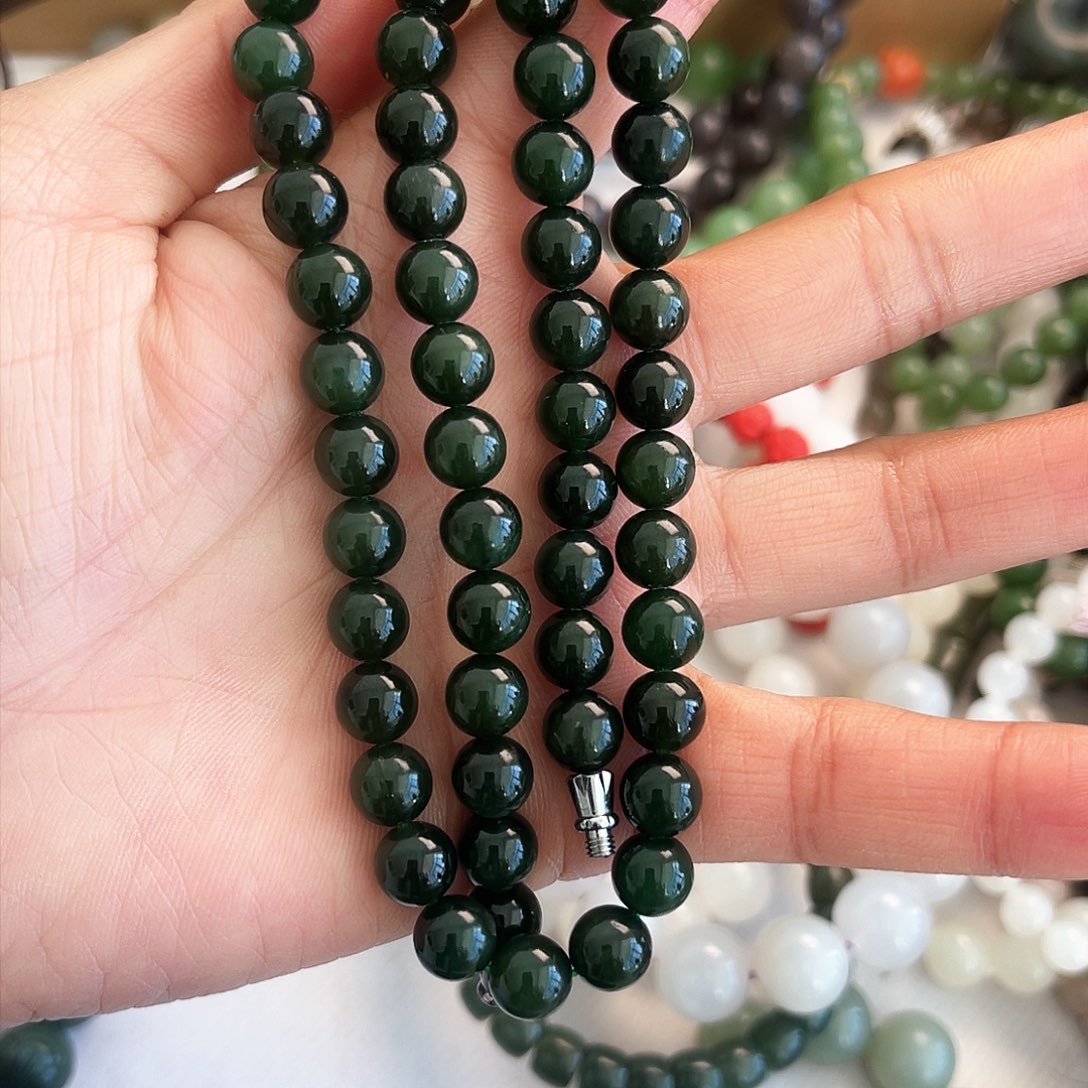 和田玉手链未镶嵌笨*和田玉碧玉手链