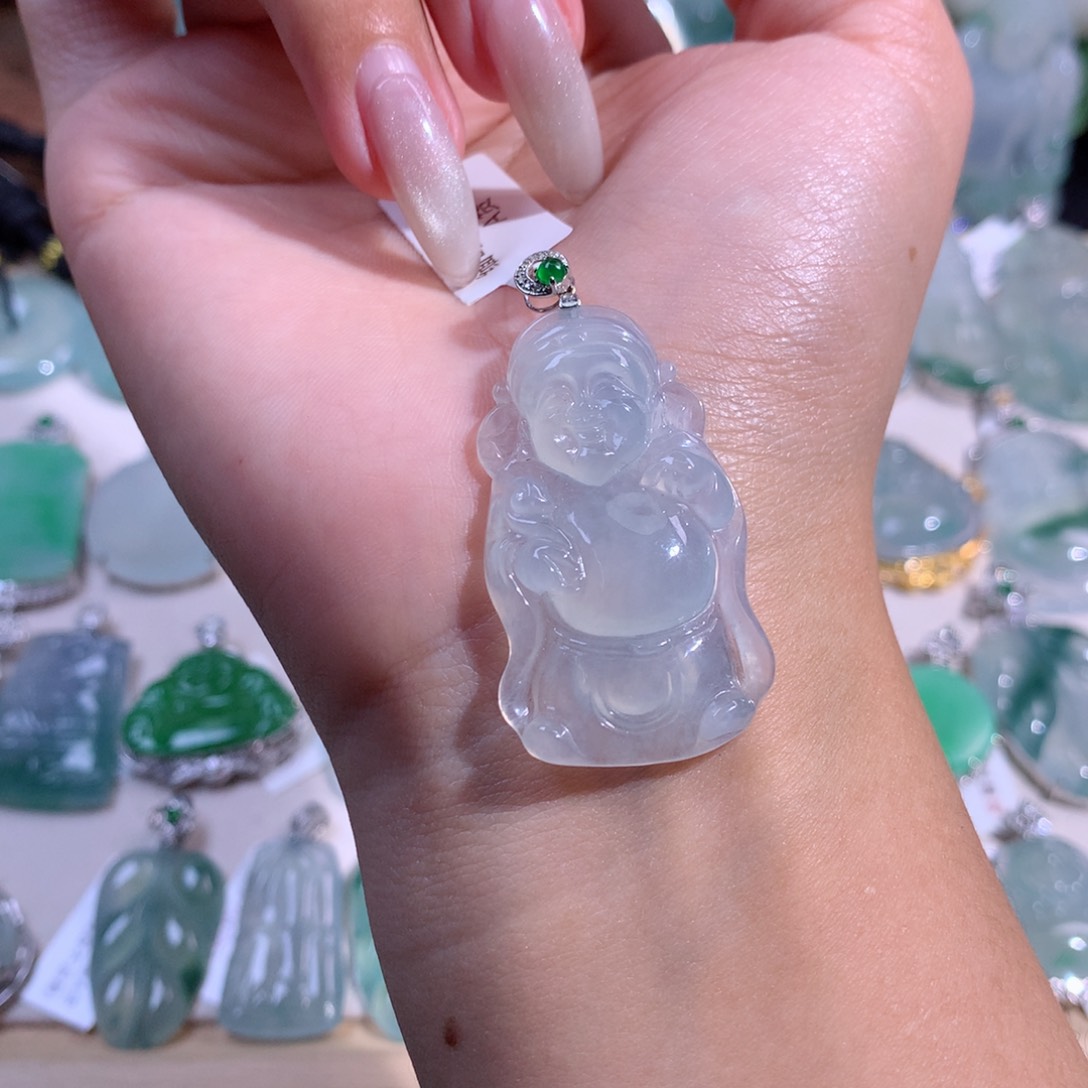 翡翠吊坠(不含链)18K金镶嵌