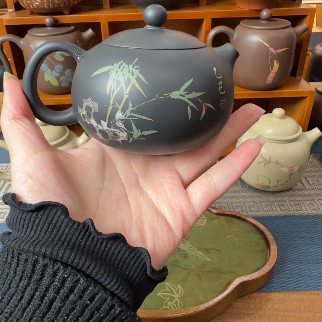 建水紫陶彩填茶壶200cc