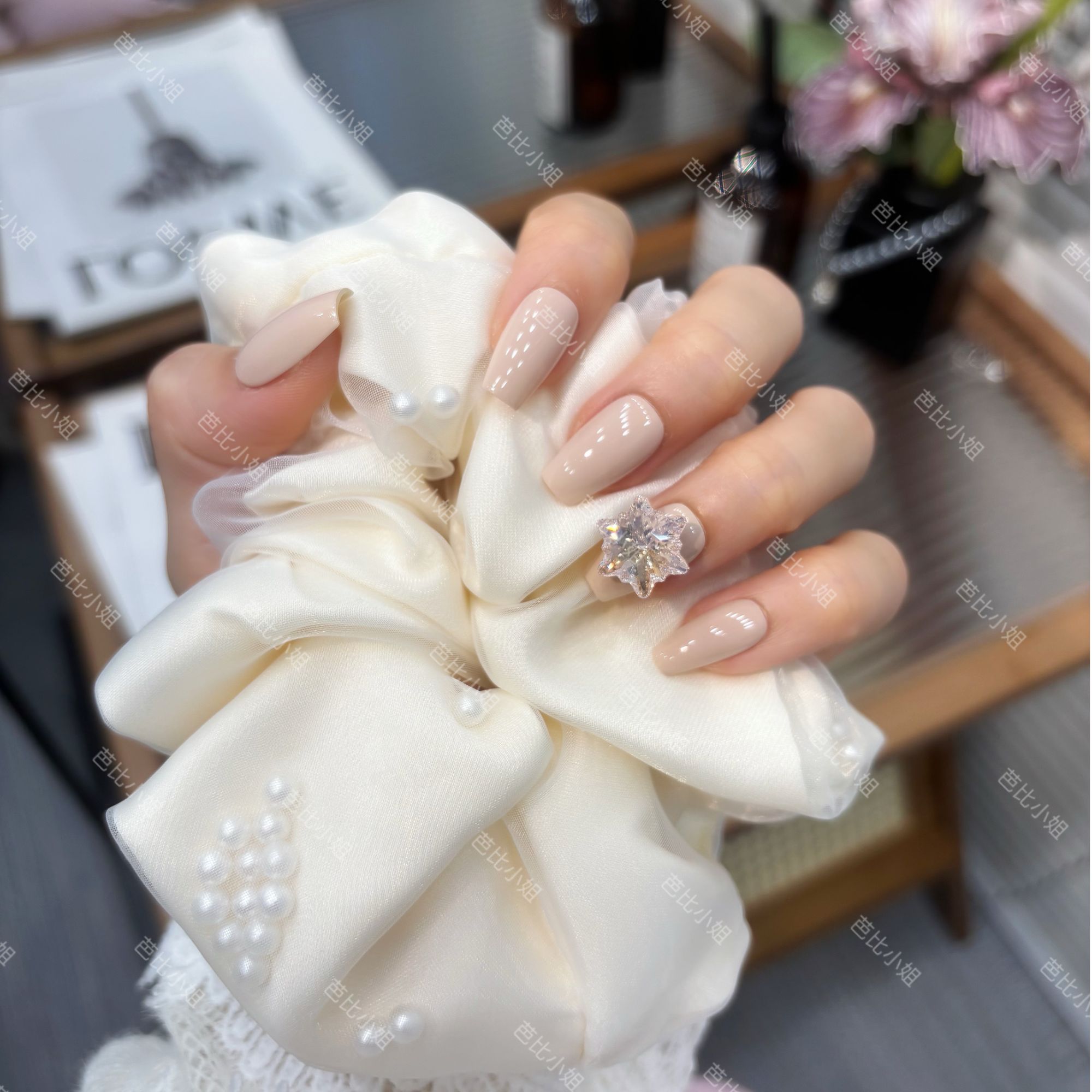 【白梦星芒】施家全华 纯手工简洁纯欲裸色十二甲穿戴甲