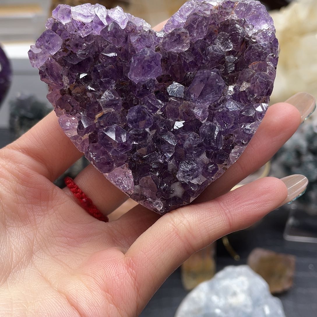 水晶紫水晶爱心未镶嵌