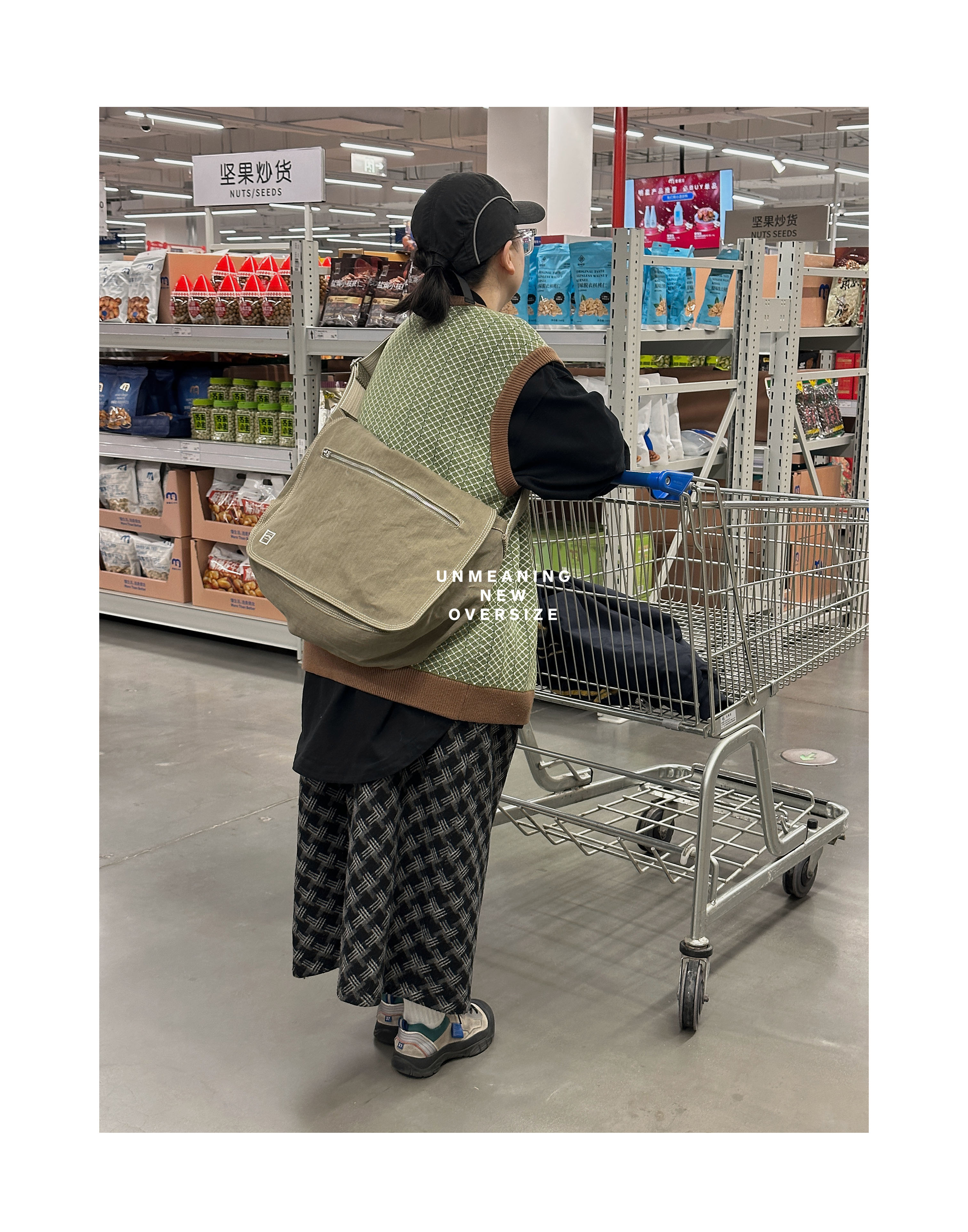 UNMEANIG没意思/重磅水洗帆布邮差包百搭大容量日系休闲斜挎包