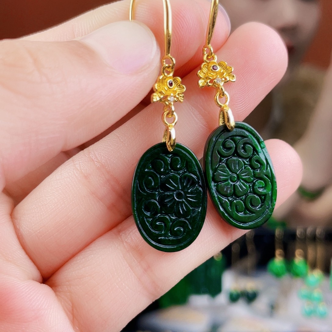 翡翠未镶嵌耳饰饰品