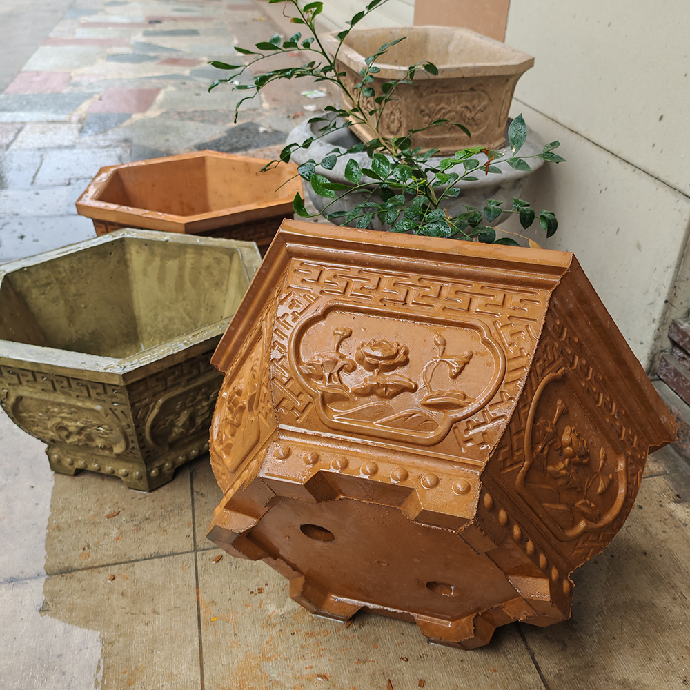 六角水泥花盆模具混凝土现浇预制园林绿化花盒模型塑料花瓶模板