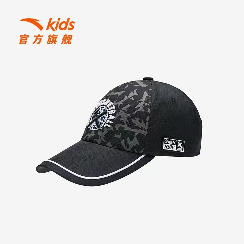 安踏儿童帽子男童休闲帽棒球帽潮酷中小学生遮阳帽大檐百搭帽8204