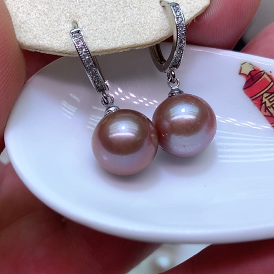 淡水珍珠耳饰银S925镶嵌