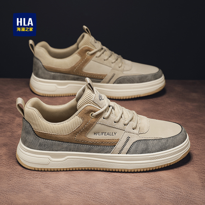 HLA/海澜之家男鞋春季新款休闲经典板鞋男士复古百搭休闲皮鞋男鞋商品图