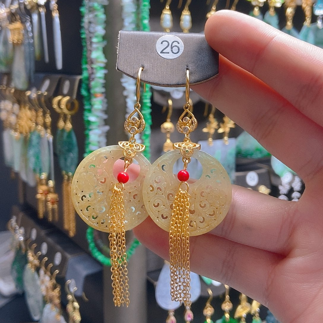 翡翠未镶嵌耳饰翡翠