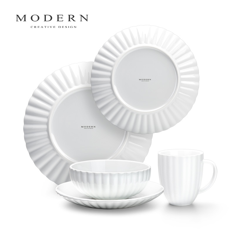 摩登MODERN轻奢陶瓷餐具碗盘家用高级感白色凉拌沙拉菜盘乔迁礼品