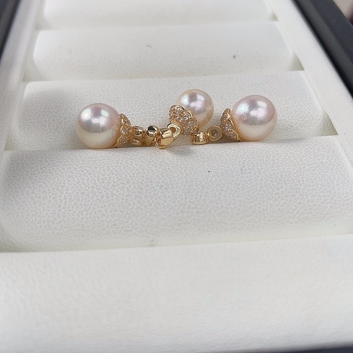 海水珍珠银S925镶嵌吊坠(不含链)随机发