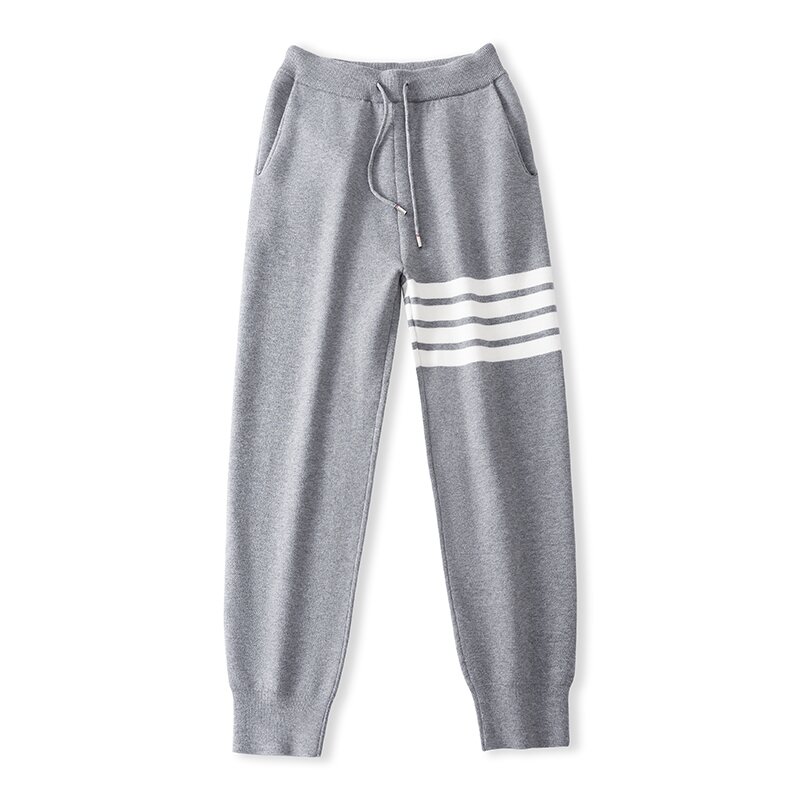 【红馆】男士针织秋季运动时尚休闲长裤卫裤宽松裤子灰色秋冬25831