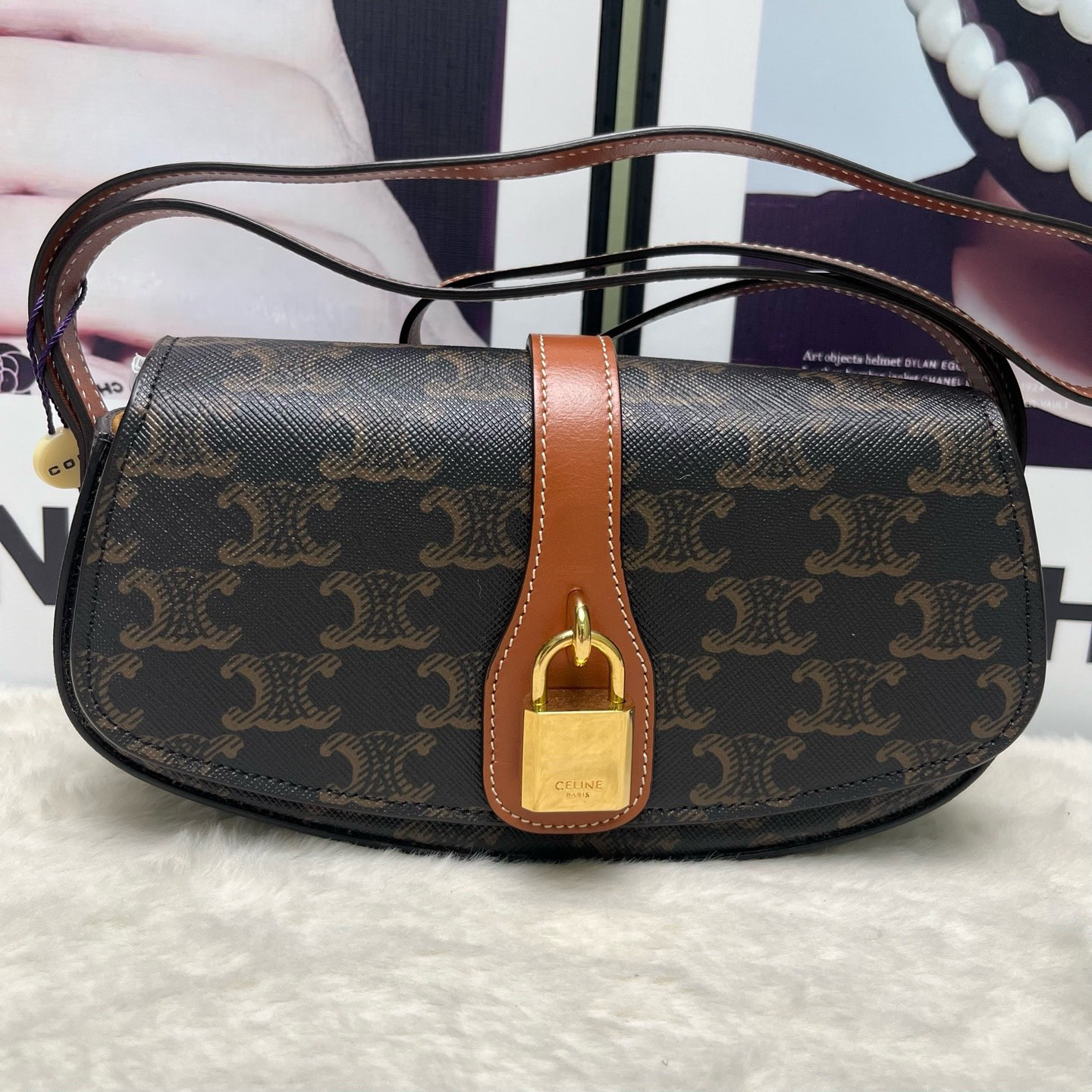 99新 Celine/思琳 赛琳老花锁头腋下包