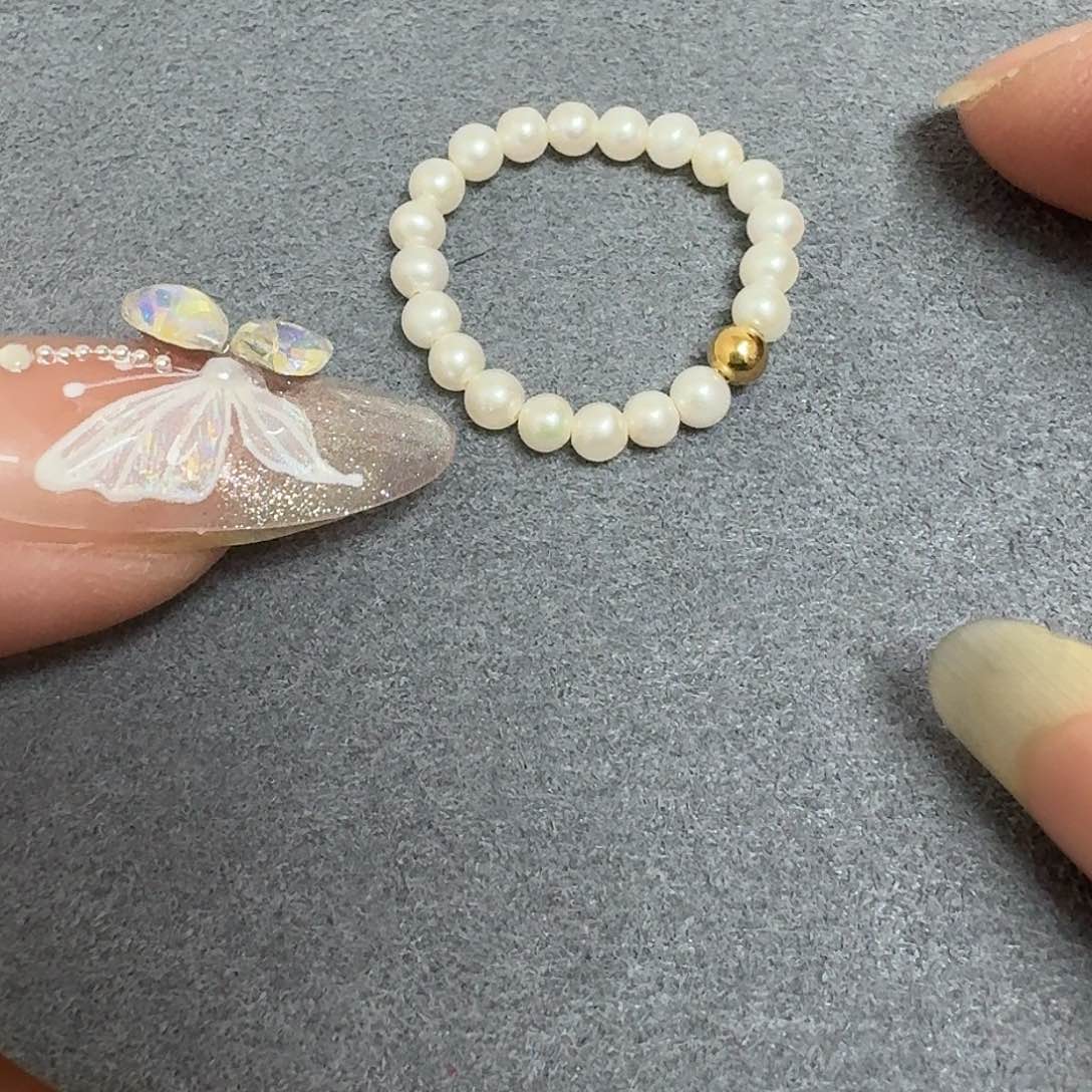 淡水珍珠戒指18K金镶嵌