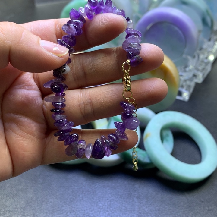 烟晶手链银S925镶嵌天然水晶手串手链