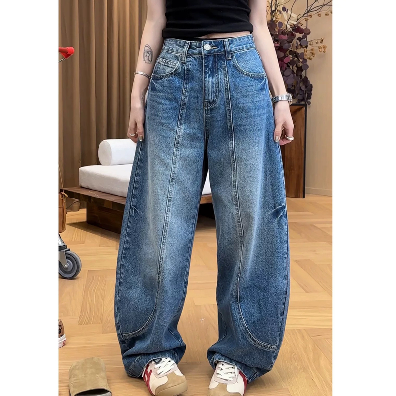 MM-9900女春季牛弯刀裤宽松复古百搭水洗